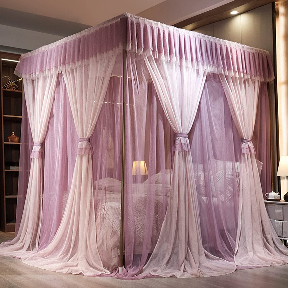 Moustiquaire pour lit double contre les insectes tente de lit rose 180 x 200