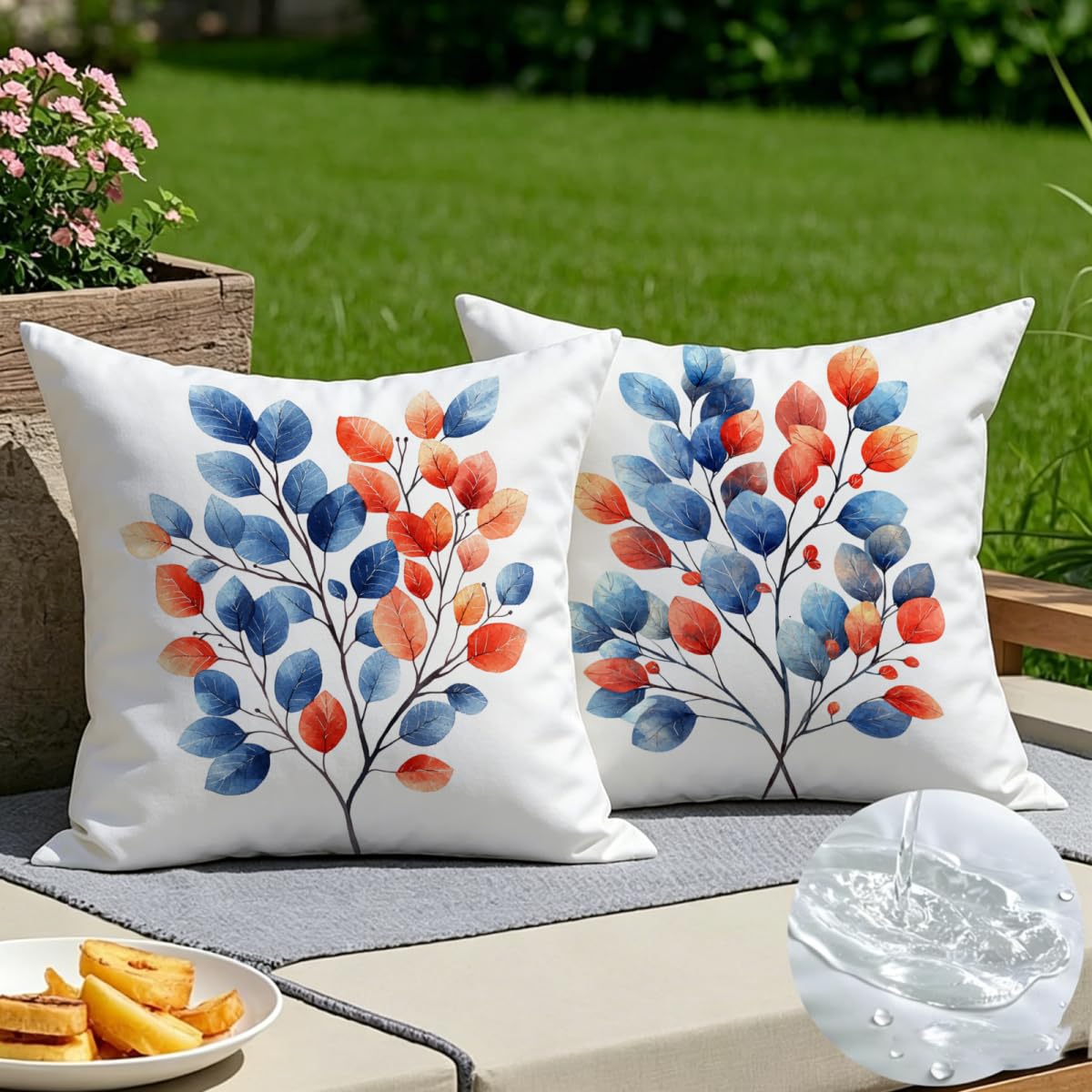 Taie d'oreiller imprimee en tissu de lin haut de gamme et enveloppe impermeable 55x55