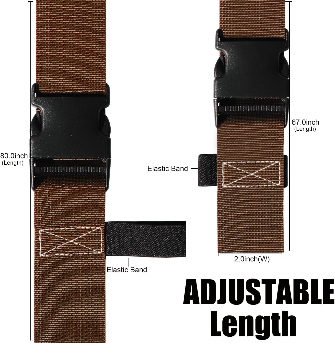 Luggage Straps for Suitcases TSA Approved-2 Pack Bright Personalized Luggage Belt Strap for Suitcase/Carry On Bag Luggage Accessories for Travel (Brown) image 3