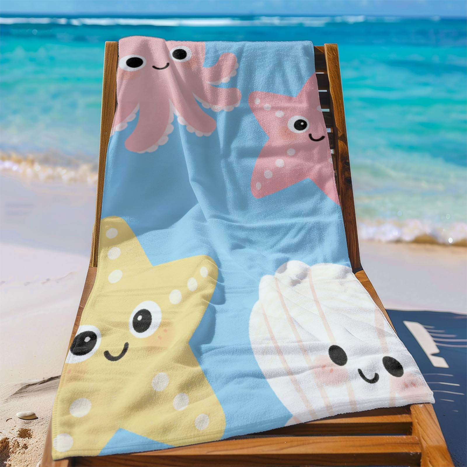 Fouta PlageOctopus Rose Étoile De Mer Shell Modèle Surdimensionné avec Diverses Tailles, Respirante et Portable, Parfaite pour Voyages Sorties Piscine et Usage Extérieur Quotidien 90x160 cm