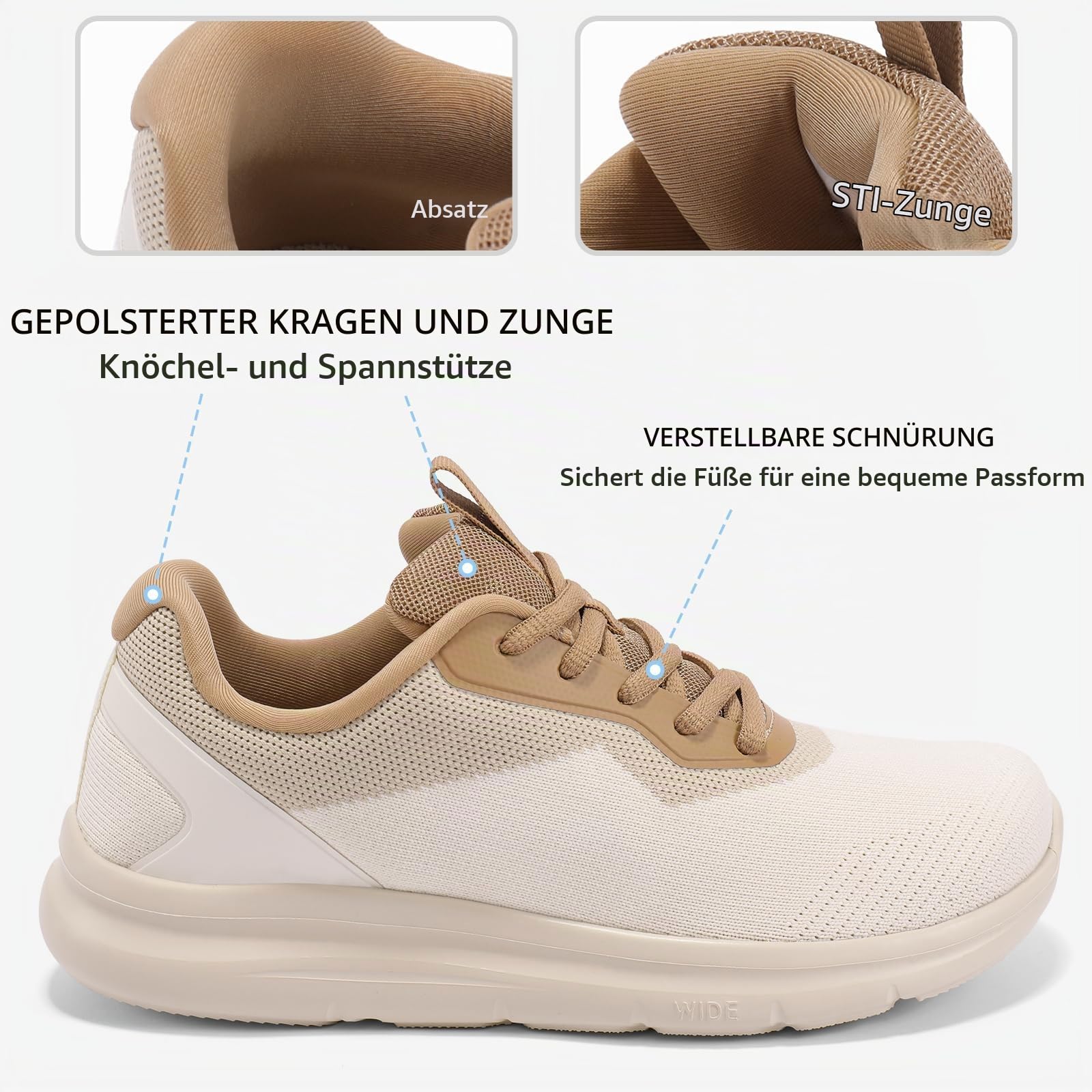 STQ Weite Damen Laufschuhe Leicht Sportschuhe Breite Sneaker Bequem Orthopädische Schuhe für Hallux Valgus Hammerzehen Odemen