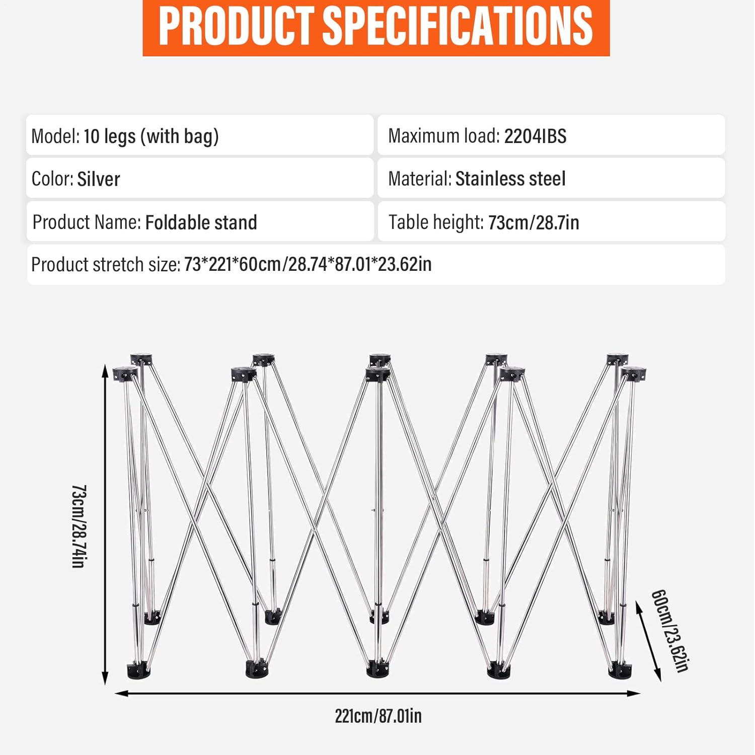 Portable Work Bench | Heavy Duty Construction Table 10 Legs,Folding Stand with Carry Bag, Portable Work Stand, 2204.6Lbs Load Capacity