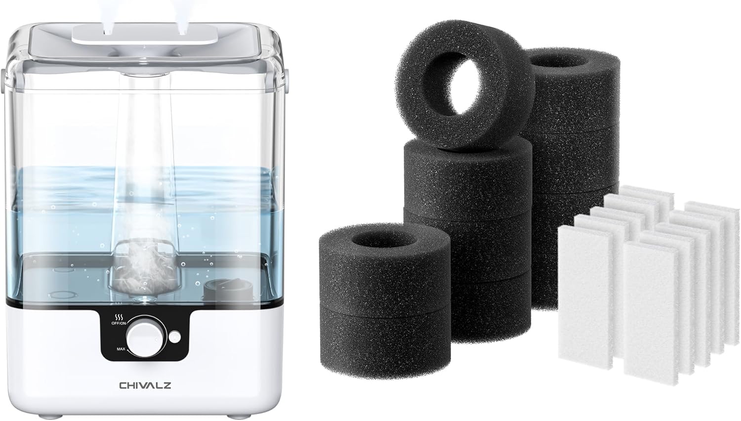 Humidifiers for Bedroom White bundle with Replacement Filters and Aroma Pads