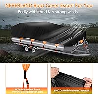 Vista 5 de NEVERLAND Cubierta impermeable para barco pontón - Cubierta resistente para barco de grado marino de poliéster 600D de lona remolcable. Se adapta a