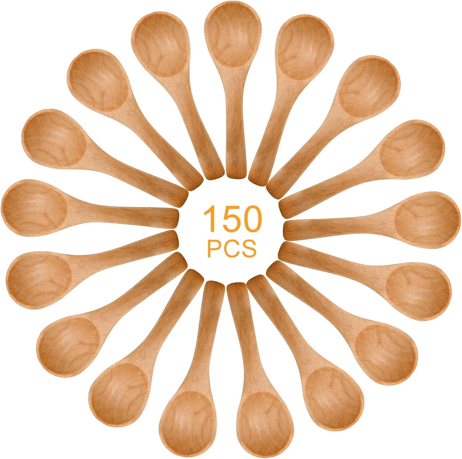 Bokon 150 Pieces Small Wooden Spoons Mini Wooden Salt Spoon
