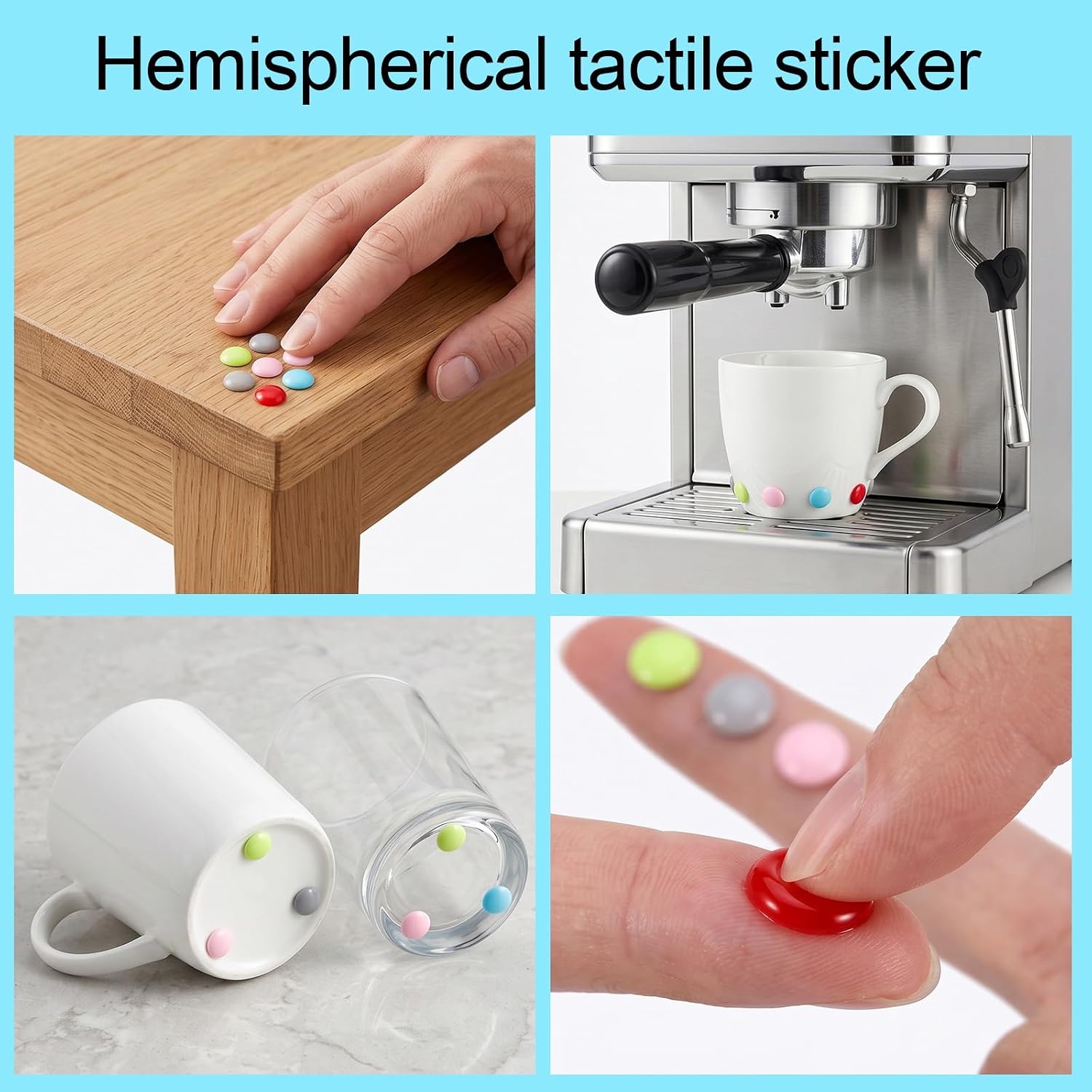 Bump Dots for Visually Impaired - 500Pcs Silicone Braille Stickers, Low Vision Blind Aids, Raised Tactile Adhesive Dot, Obvious Touch and Easy to Distinguish