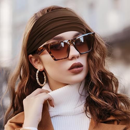 Miniatura 4 de S&N Remille Diadema ancha bohemia, banda grande para el pelo para mujer, diadema elástica antideslizante para torsión, accesorios para deportes,