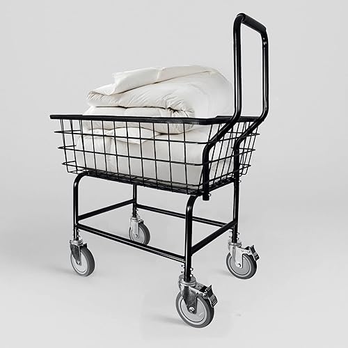 Miniatura 7 de Carro de lavandería comercial LVP Work Horse con asa extraíble 2.85 bushels (Negro, Extra grande)