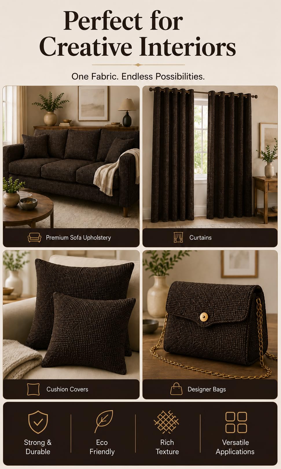 Texmart Jute Blend Upholstery Fabric 54 Inch Wide Woven Sofa
