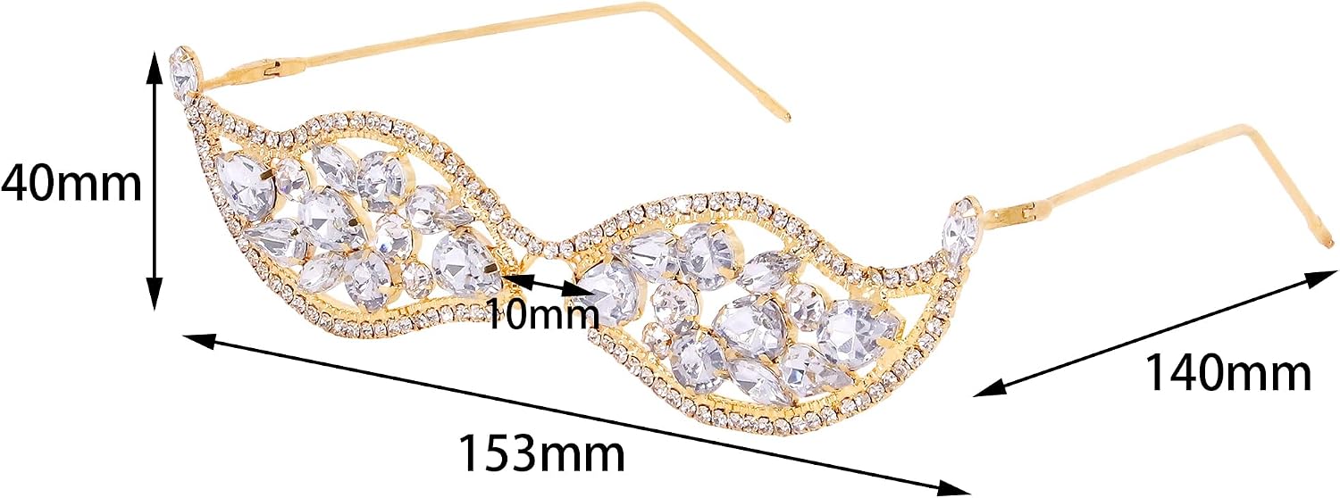 Naimo Sparkling Rhinestone Glasses Frame No Lens Eyewear Crystal Diamond Metal Frame Retro Vintage Eyeglasses Frame