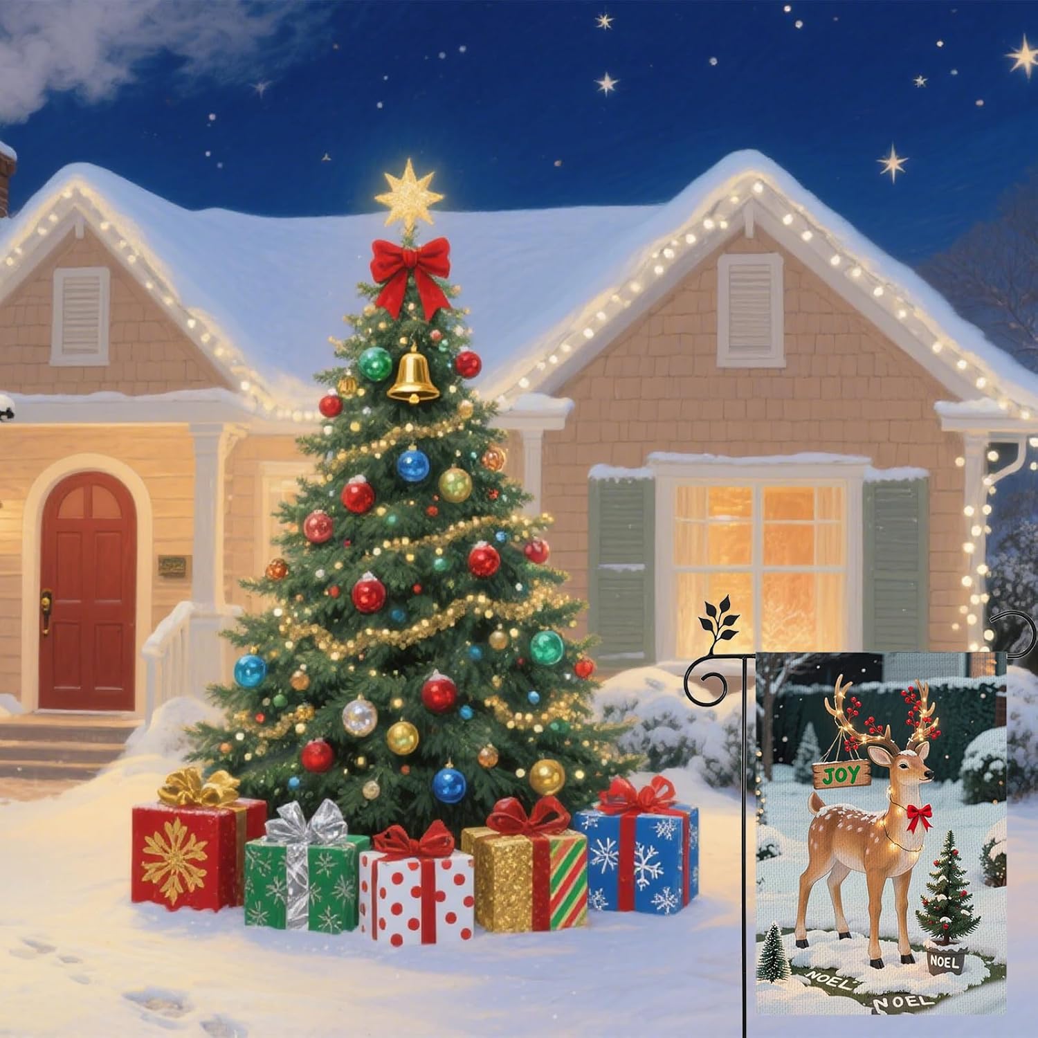 Merry Christmas Flag 12x18 Inch,Christmas Deer Winter Holiday Yard Outdoor Decorative Flag for Christmas Farmhouse Holiday Yard Seasonal Outdoor Outside Decoration - Image 7