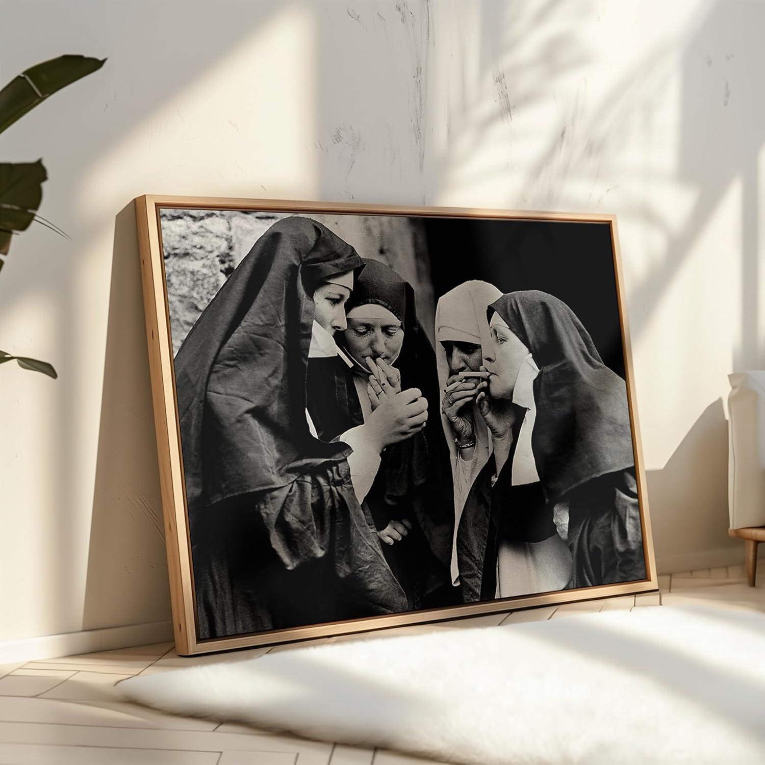 Poster Master Vintage Photograph Poster - Retro Feminist Print - Gift for Artist, Friend - Smoking Nuns, Lighting Cigarettes, Black and White - Wall Decor for Studio, Office, 24x32 Unframed Wall Art