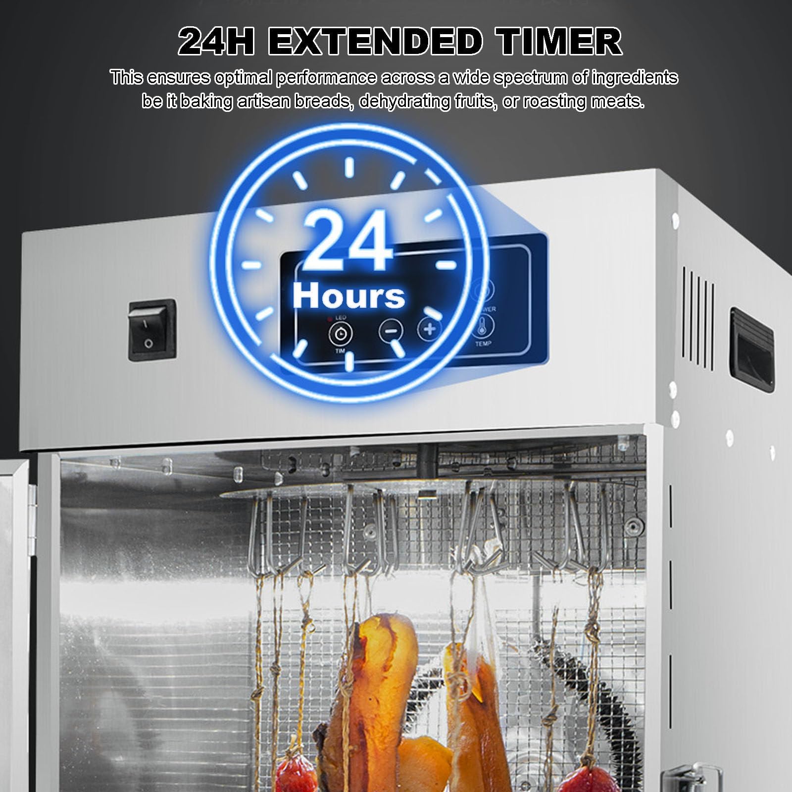 Disidratatore per Carne essiccato Uniforme a 360° per Carne secca, disidratatore Professionale per Carne da 800 W con Timer Digitale e Controllo della Temperatura, Grande capacità di 15 kg