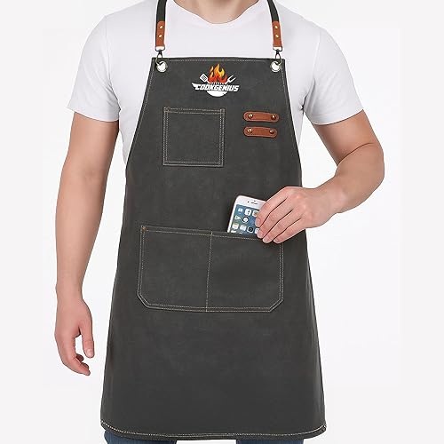 Delantal de cocina con espalda cruzada con bolsillos, delantal de cocina ajustable de algodón para mujeres y hombres, delantal de chef de cocina