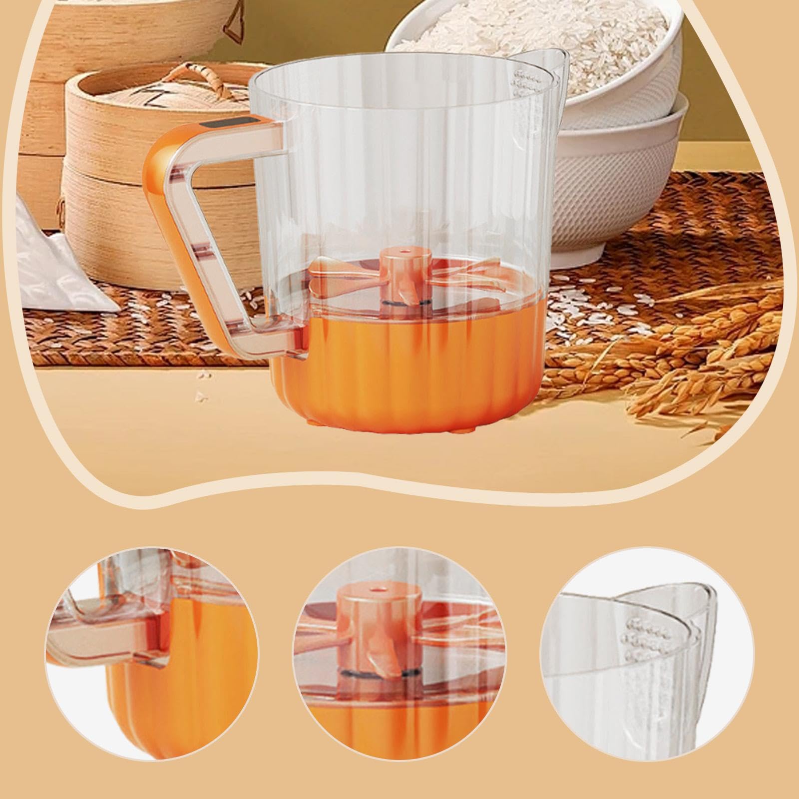 Frullatore Elettrico Compatto Da Cucina, Sbattitore a Mano E Frusta per Uova con Contenitore Da 1 Litro per Eliminare La Schiuma, Ideale Come Regalo P, Orangina