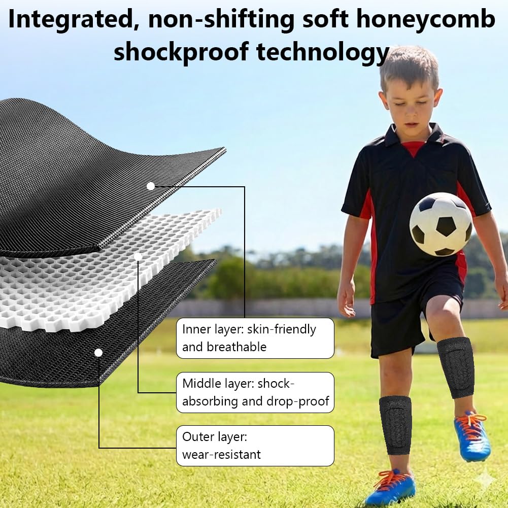 AYBUY 1 Paire Protege Tibia Foot Enfant, Protège Tibia Foot Antichoc Shin Defender Guards, Protections de Football Anticollision Cellulaire, pour Le Football, Le Basket-Ball - 5