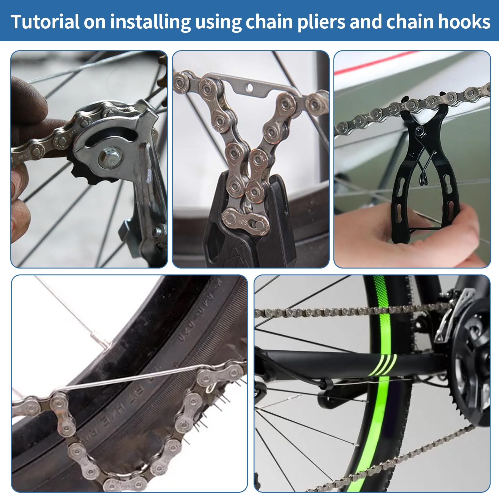 Łańcuch rowerowy – 6/7/8-biegowy łańcuch rowerowy 1/2 x 3/32 cala 116 ogniw - zestaw narzędzi łańcuchowych - stop aluminium - łamacz łańcucha - do naprawy łańcucha rowerów górskich, rowerów szosowych