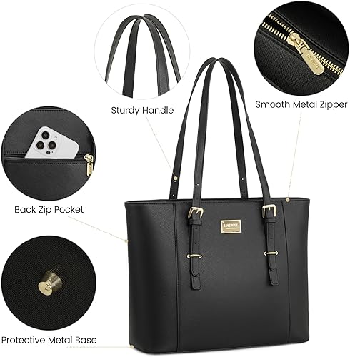 Miniatura 6 de LOVEVOOK - Bolsa para laptop para mujer, bolsa grande, para oficina, bolso, maletín, para laptop de hasta 15.6 pulgadas