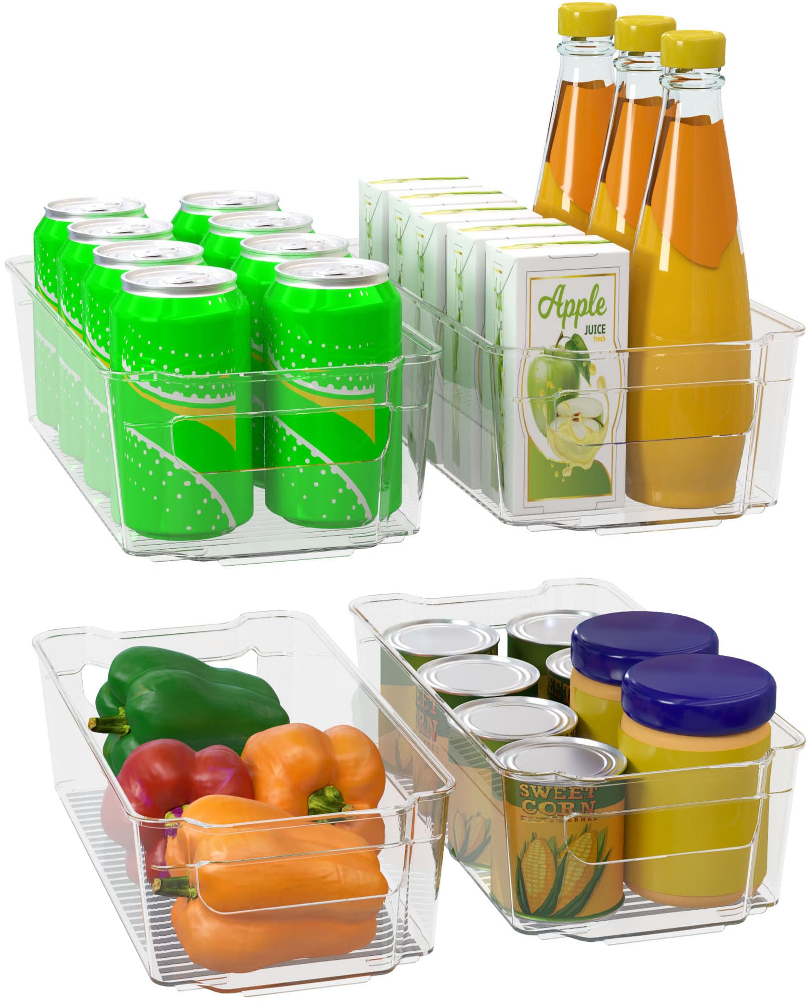 Home - Fridge Organizer Bins - Refrigerator Organizing Bins - Pantry Organizers and Storage - Stackable Storage Bins For Home & Kitchen Pantry Organization and Storage (4, Medium)