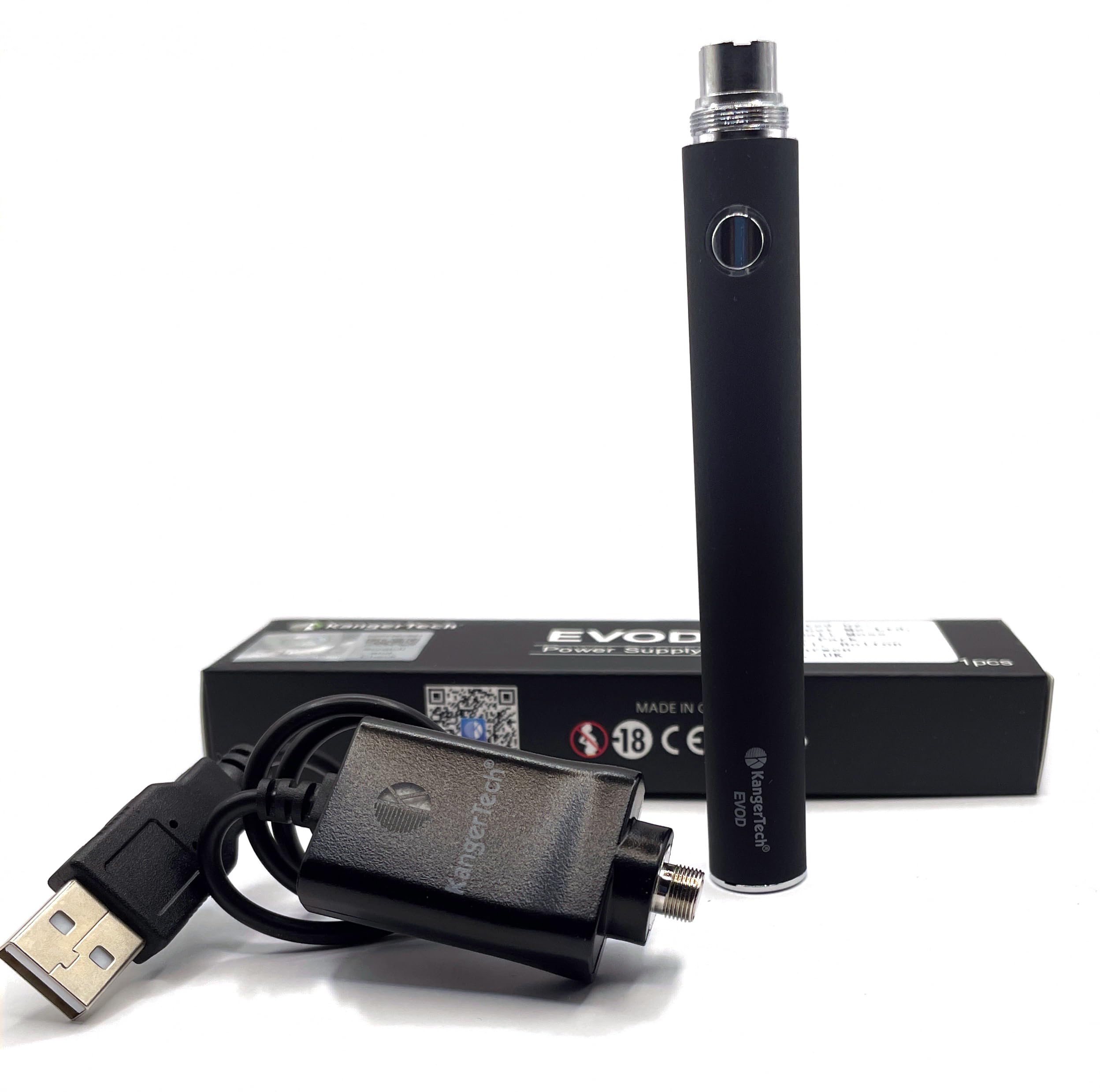 EVOD Vape Battery + USB Charger Bundle Compatible with Kangertech EVOD CE5 CE4 CE5-S ETS Vape Tanks Black