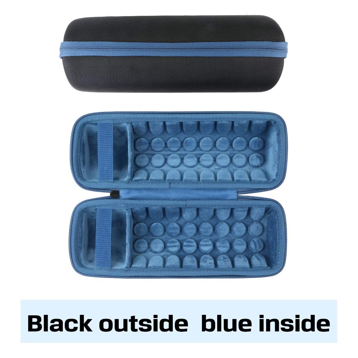 Khanka für JBL Flip 7 / Flip 6 wasserdichte tragbare Bluetooth-Lautsprecher Hartschalen-Reise-Aufbewahrungstasche, nur Koffer（Schwarzes Äußeres,Blau Futter）