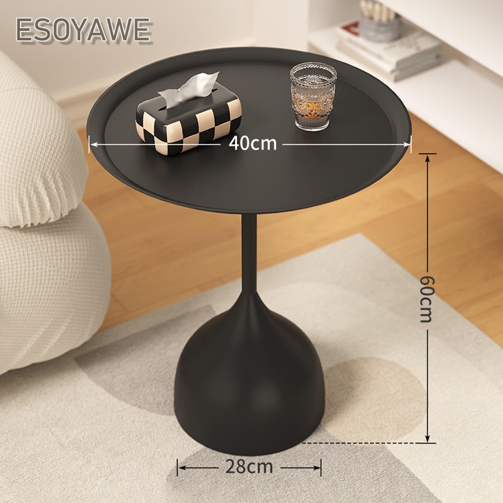 Amazon｜サイドテーブル 丸 テーブル 軽量 北欧風 カフェテーブル 金属