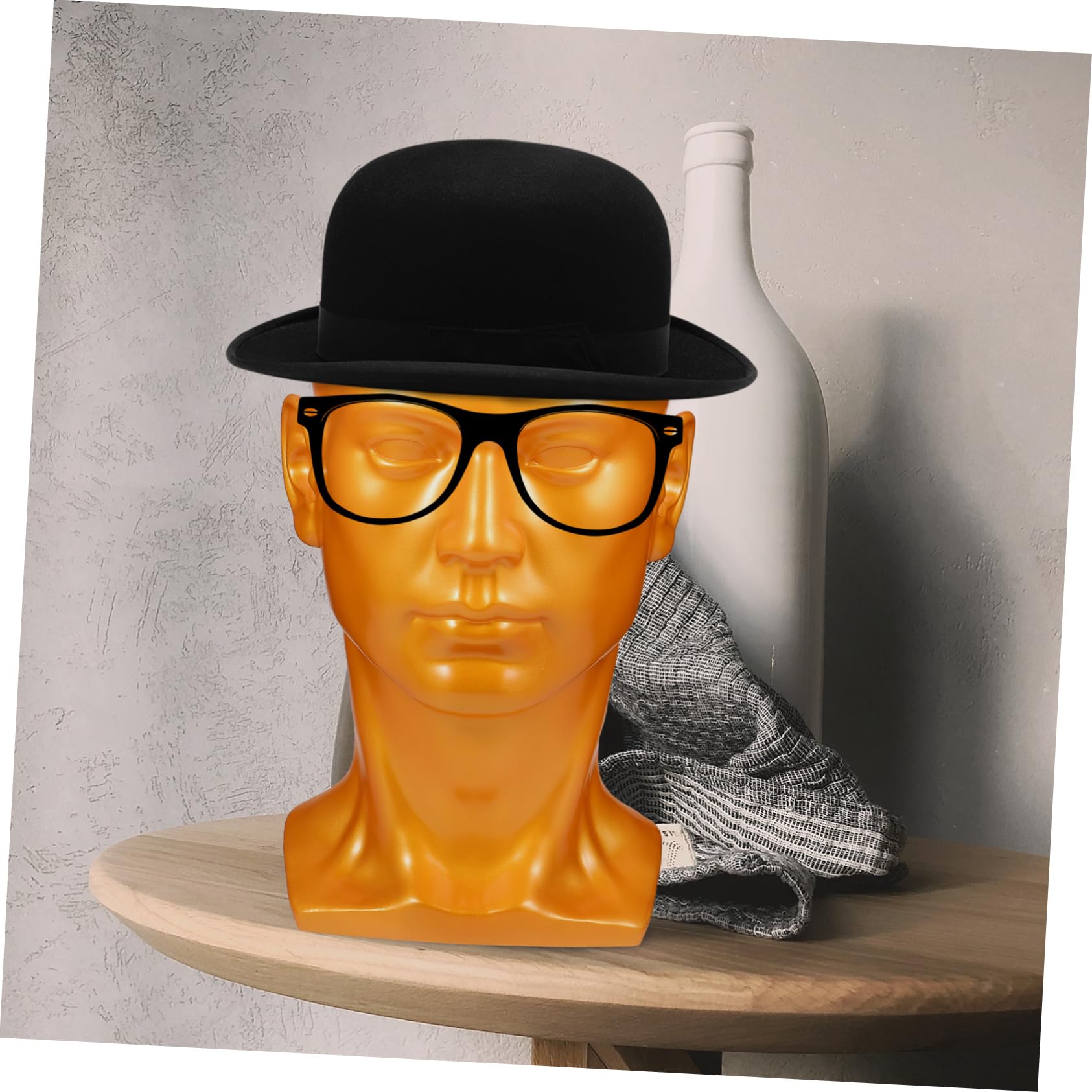 PartyKindom Cabeza Soporte Profesional de Pvc Dorado de Maniquí Masculino para Exhibición de Pelucas, Sombreros y Gafas en Uso Diario Hogar
