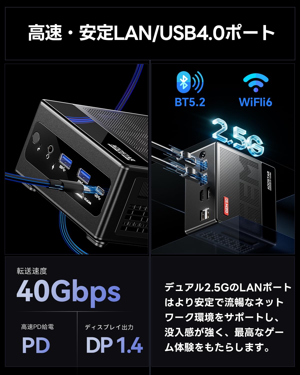 ミニPC AooStar Gem10 Ryzen 7 7840HS w/ 780M 96269_aoostar-gem10-mini-pc-