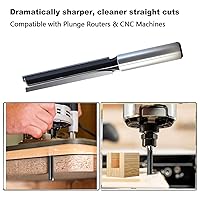Vista 3 de Juego de brocas de enrutador extra largo de 2-1/2 pulgadas rectas, vástago de 1/2, broca de carburo de 2 flautas, para ranurado profundo de madera