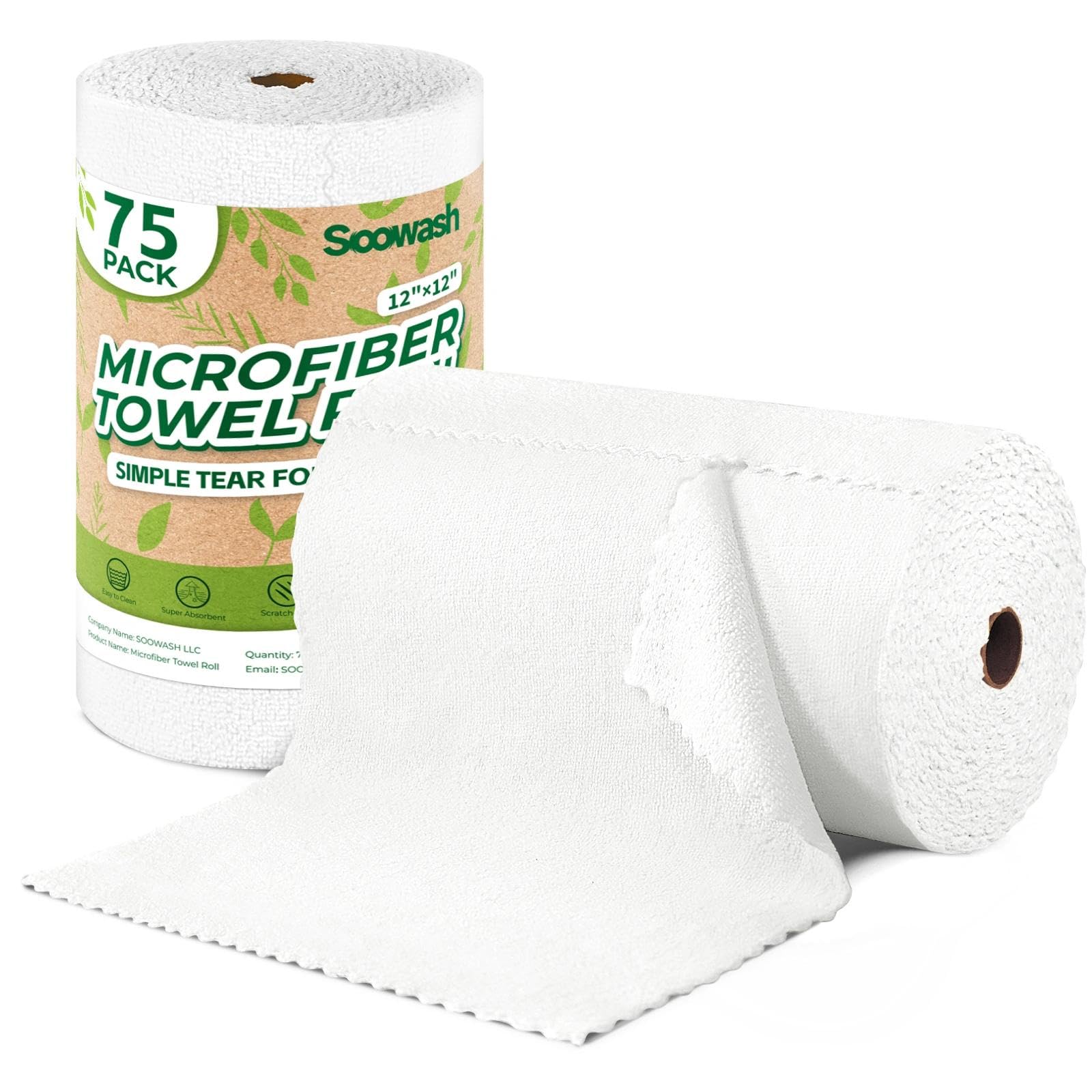 SOOWASH Microfiber Cleaning Cloths Roll