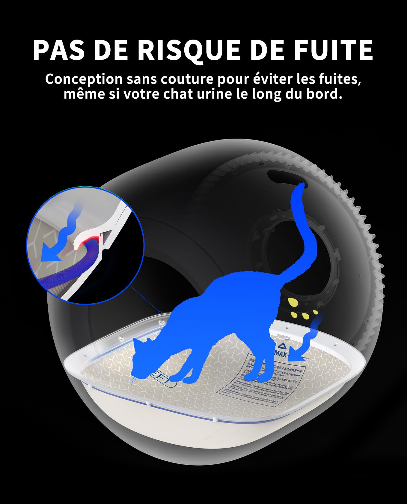 PETKIT PUROBOT Ultra Rembourrage Intérieur du Bac à Litière Autonettoyant, Imperméable à l’Eau, étanche, Anti-Rayures, Haute élasticité