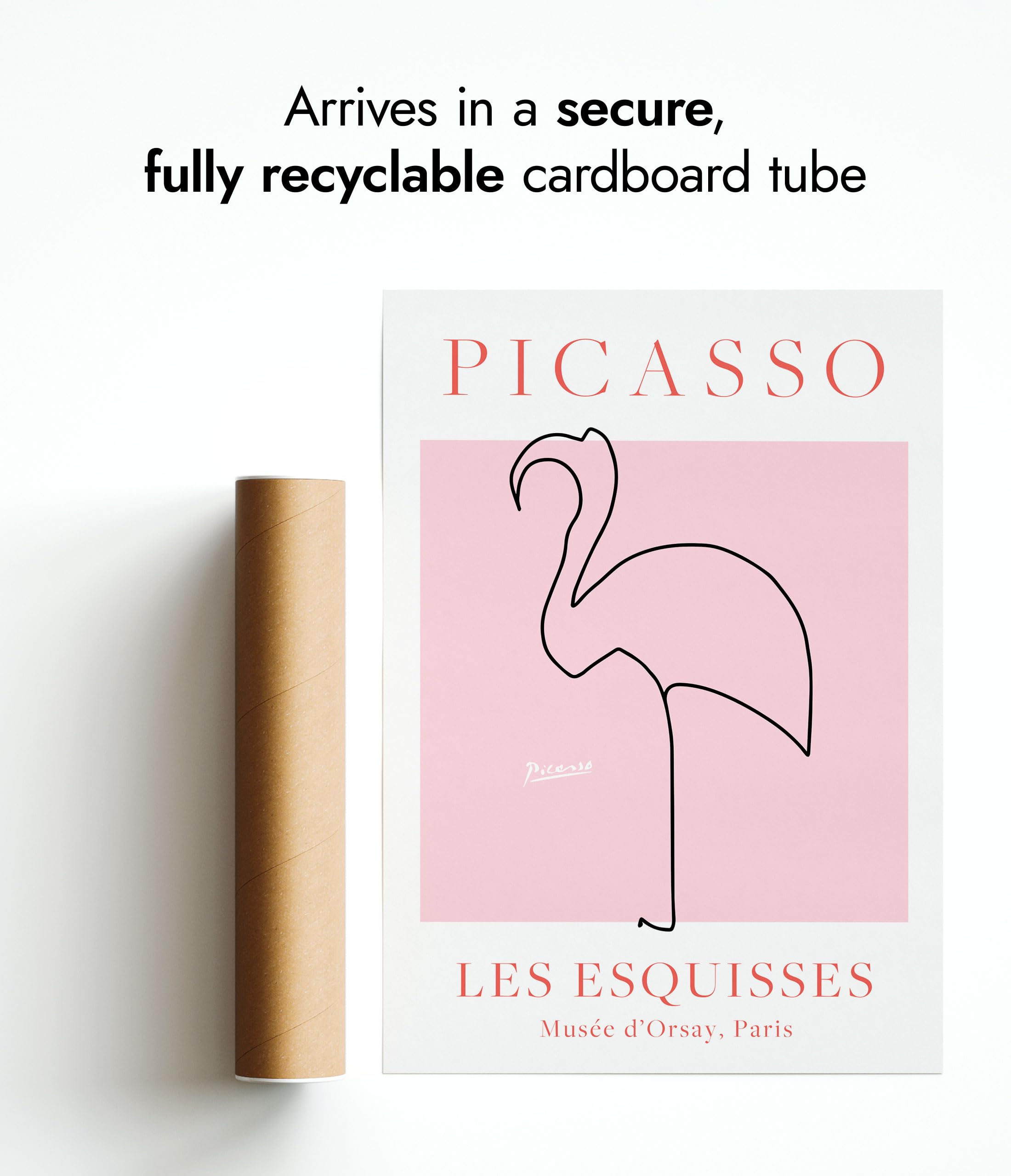 POSTER Flamant Rose Style Picasso – 50x60 Cm – Impression D'art NEUVE