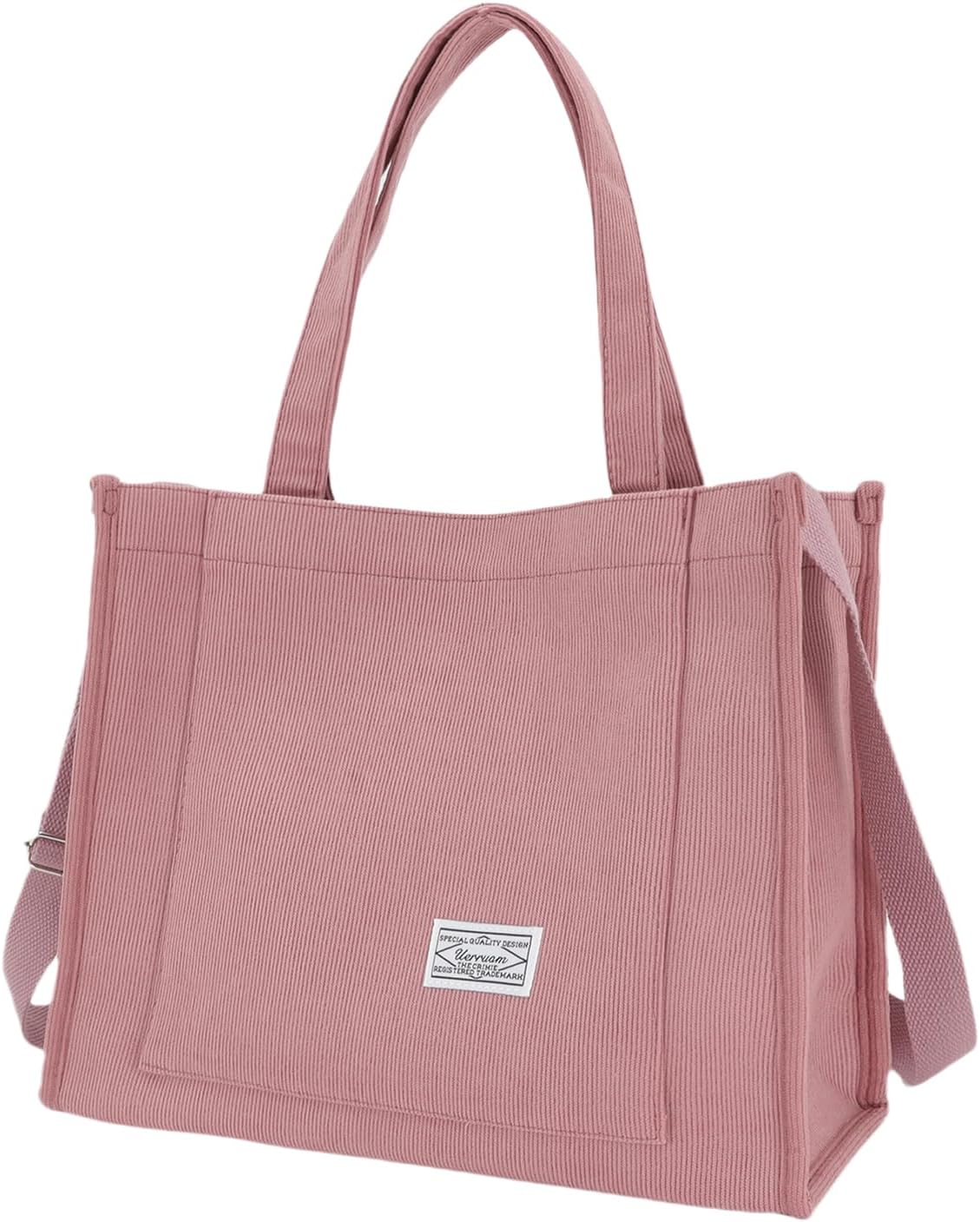 UERRUAM Corduroy Tote Bag for Women Work Crossbody Purse for Everyday,College,Travel,Lightweight Handbag Adjustable Strap