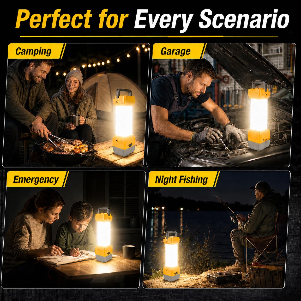 Lampa robocza LED do DEWALT 18 V 20 V, bezprzewodowe światła z wyjściem USB, przenośne światło robocze 1500 lm, przenośne światło kempingowe, światła turystyczne (bez baterii)
