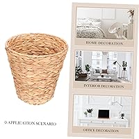 Vista 7 de Cesta de basura tejida de ratán, cesta de basura para oficina, cesta de almacenamiento de jacinto, cesta de basura tejida con paja, cesta