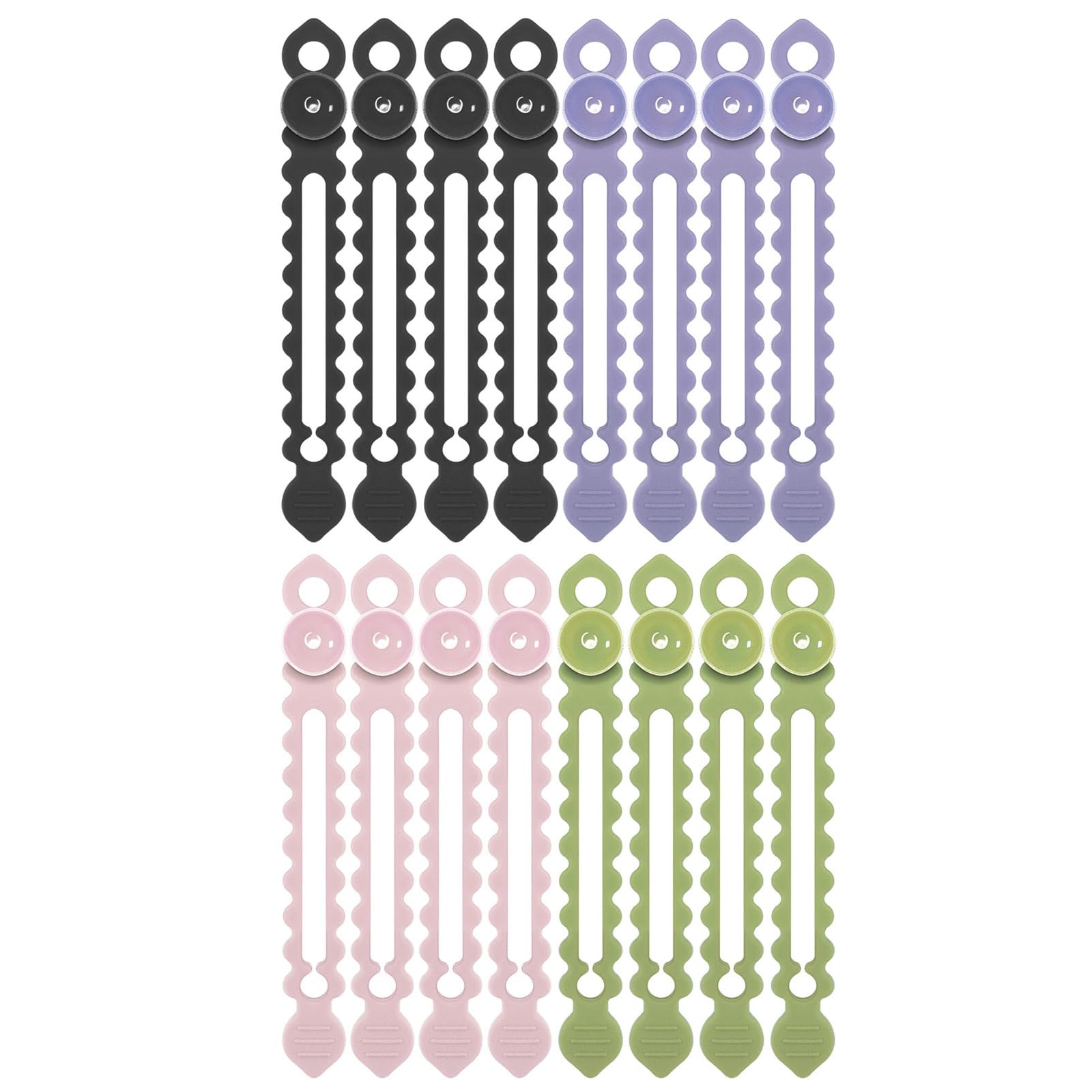 Pffiocix 4 Colors 16 1 Set Silicone Cord Winder Wall Mount Suction Cup Cable Ties Cable Organization And Storage Multipurpose Management Solution