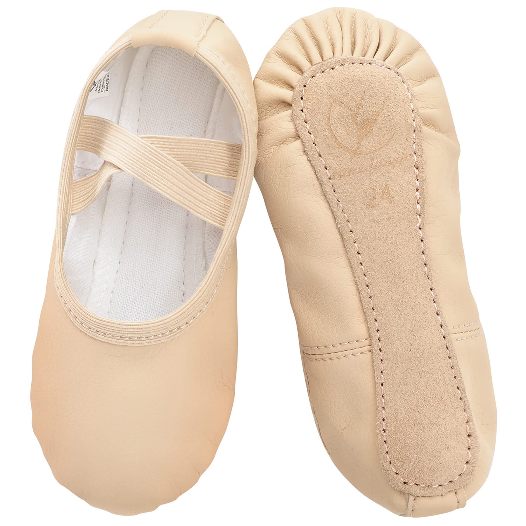 Ballettschuhe aus Leder mädchen Ballettschläppchen Tanzschuhe mit Ganze Ledersohle für Kinder Damen Größe 22-40 Rosa Beige Schwarz