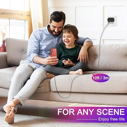 Miniatura 4 de Samsung - Cargador de pared USB C de 45 W, cable tipo C de 10 pies 2 unidades para Samsung Galaxy S23 Ultra Cargador de carga rápidaS22