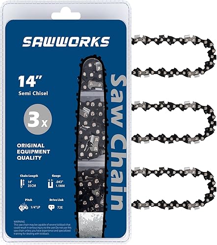 Miniatura 69 de Paquete de 3 cadenas de motosierra de 18 pulgadas, paso LP de 3/8 pulgadas, calibre 050 pulgadas, 62 eslabones para EGO CS1800, CS1804, Poulan Pro