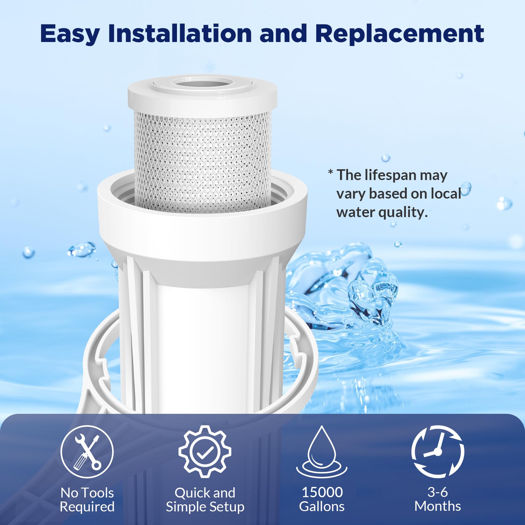 Filtro Acqua A Carbone Attivo 10x2.5 Pollici - Confezione Da 4 Per Sistemi Osmosi Inversa - Foto 6