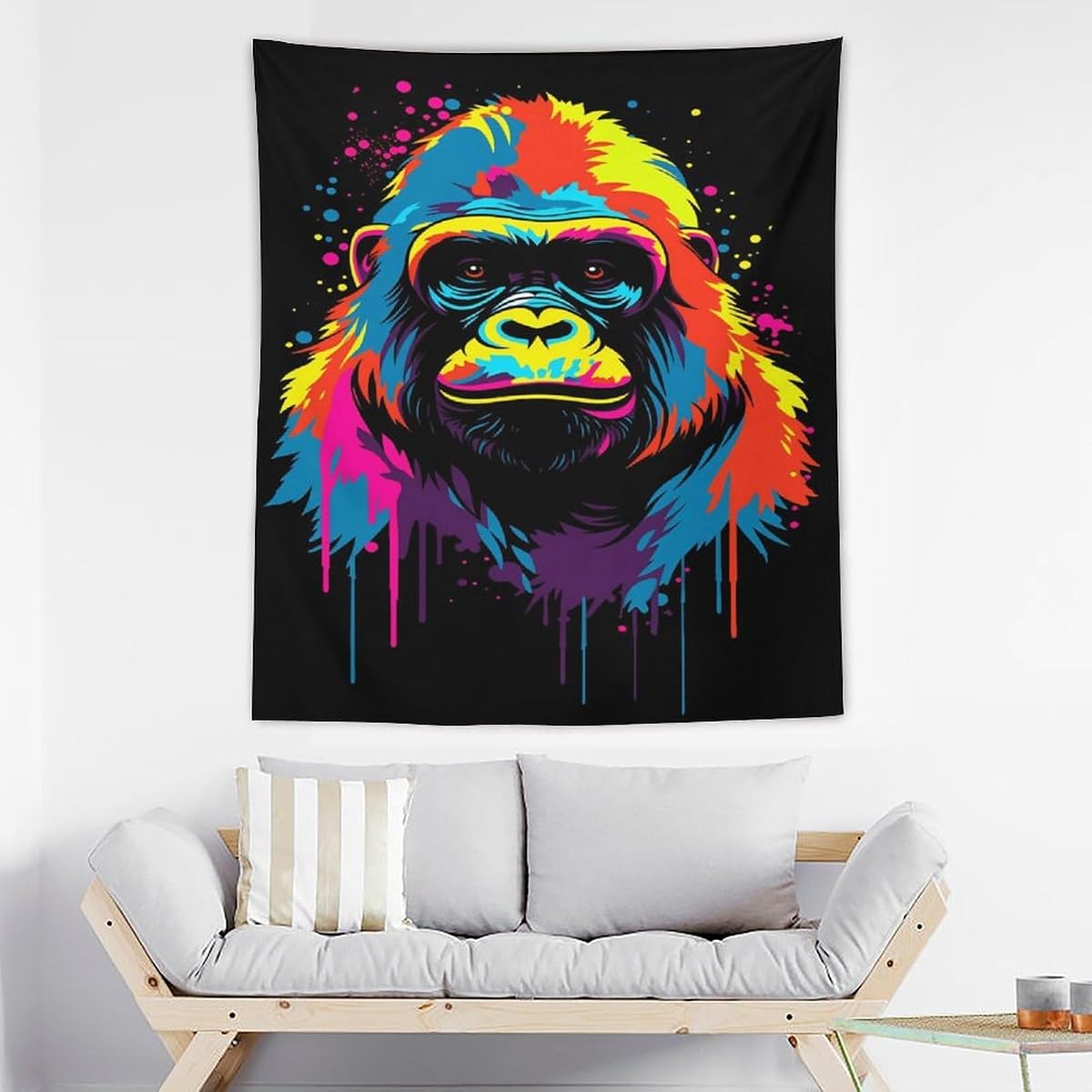 haigof Colorful Gorilla Tapestry Wall Hanging Tapestries Wall Art for Living Room Bedroom 50X60 Inch