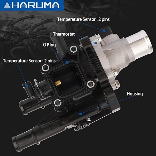 Miniatura 2 de HARUMA Conjunto de carcasa del termostato del refrigerante del motor para Chevrolet Aveo 2009-2011 2009-2011 para Chevrolet Aveo5 2009-2010 para
