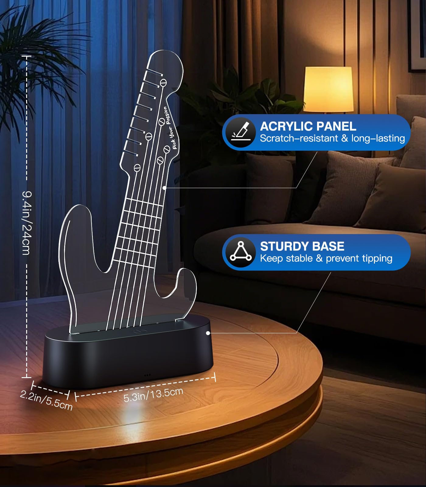 MoKo Porta Plettri Luminoso per Chitarra, Supporto per Plettro a LED con 7 Colori, Alimentazione USB, Contiene 8 Plettri, Regalo per Chitarra per Uomo, Musicista e Chitarrista