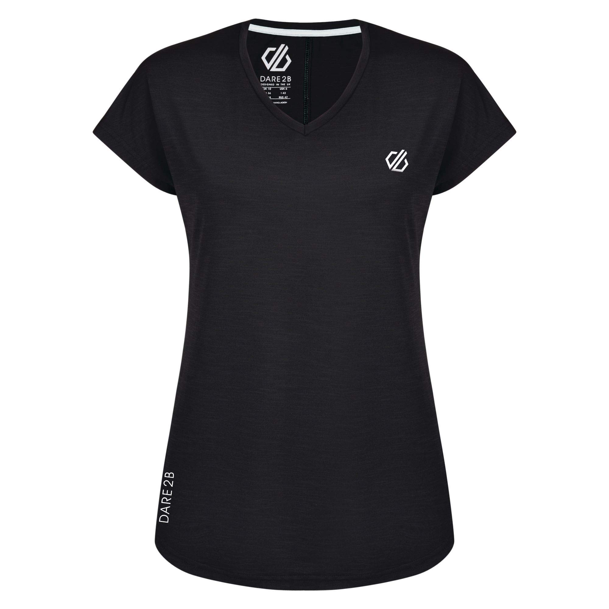 Dare 2b Women's Vigilant Lightweight Running T-Shirt, Quick Dry Gym Top Black
