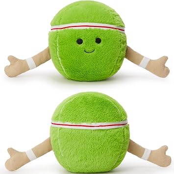 Muiteiur 7.87" Tennis Plush Toy, Stuffed Tennis Ball Plush with Cute Smile