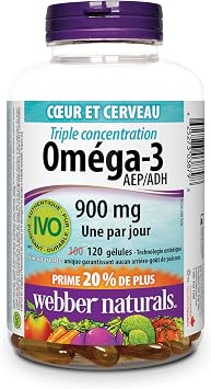 Webber Naturals Triple Strength Omega-3, Value Size, 900 Mg Bonus 120-Count