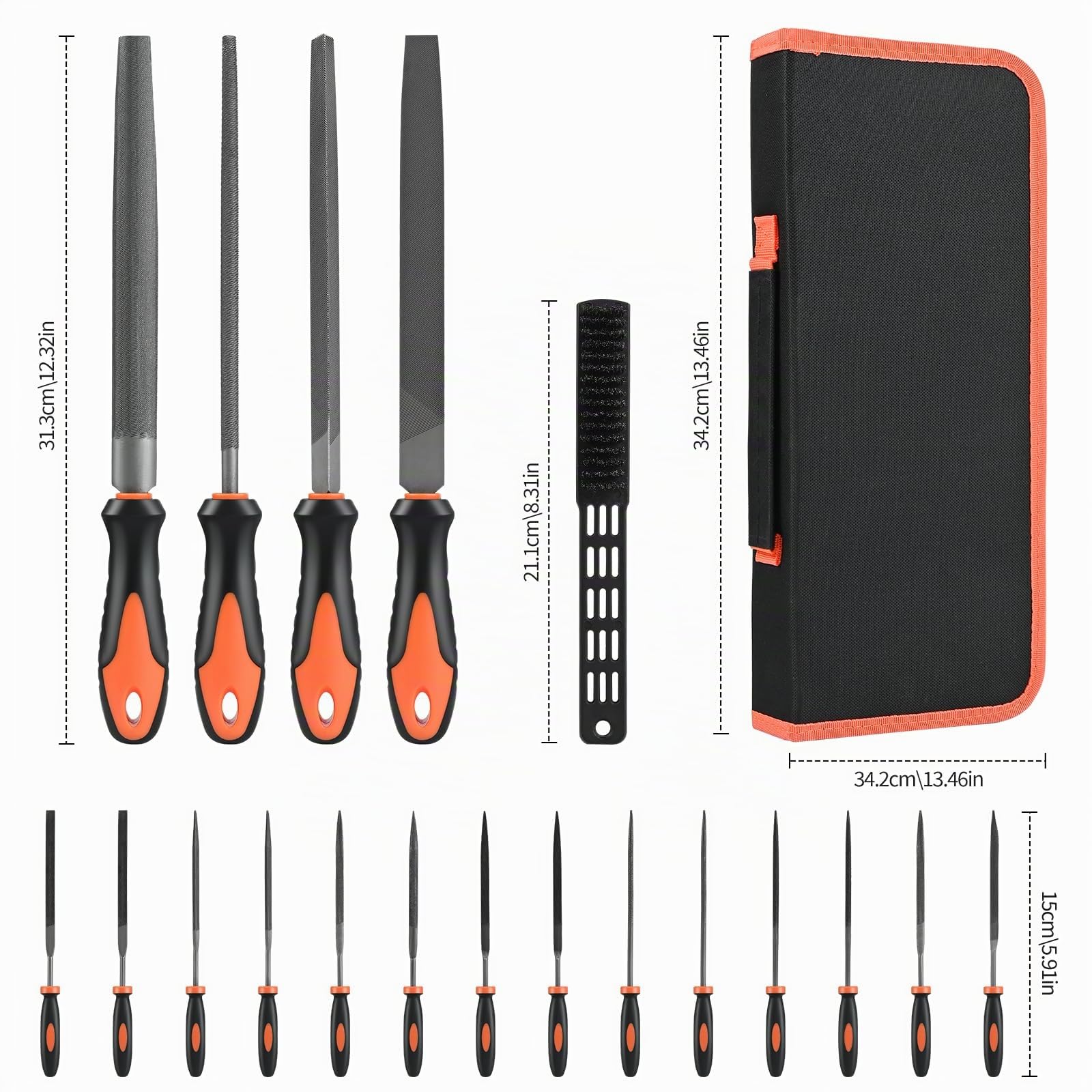 Lime Metallo, Set di 19 Lime in Metallo T12 di alta Qualità, Set di Lime Professionali in Metallo, Comprendente Lime a Punta Ppiatta, Raspa Semitonda, Lima Rotonda, Lima Triangolare e Lima Quadrata