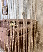 Vista 4 de Cortina decorativa separadora de ambientes, diseño de cadenas con flecos de cristal, 78.7 x 39.3 pulgadas, de Eve Split