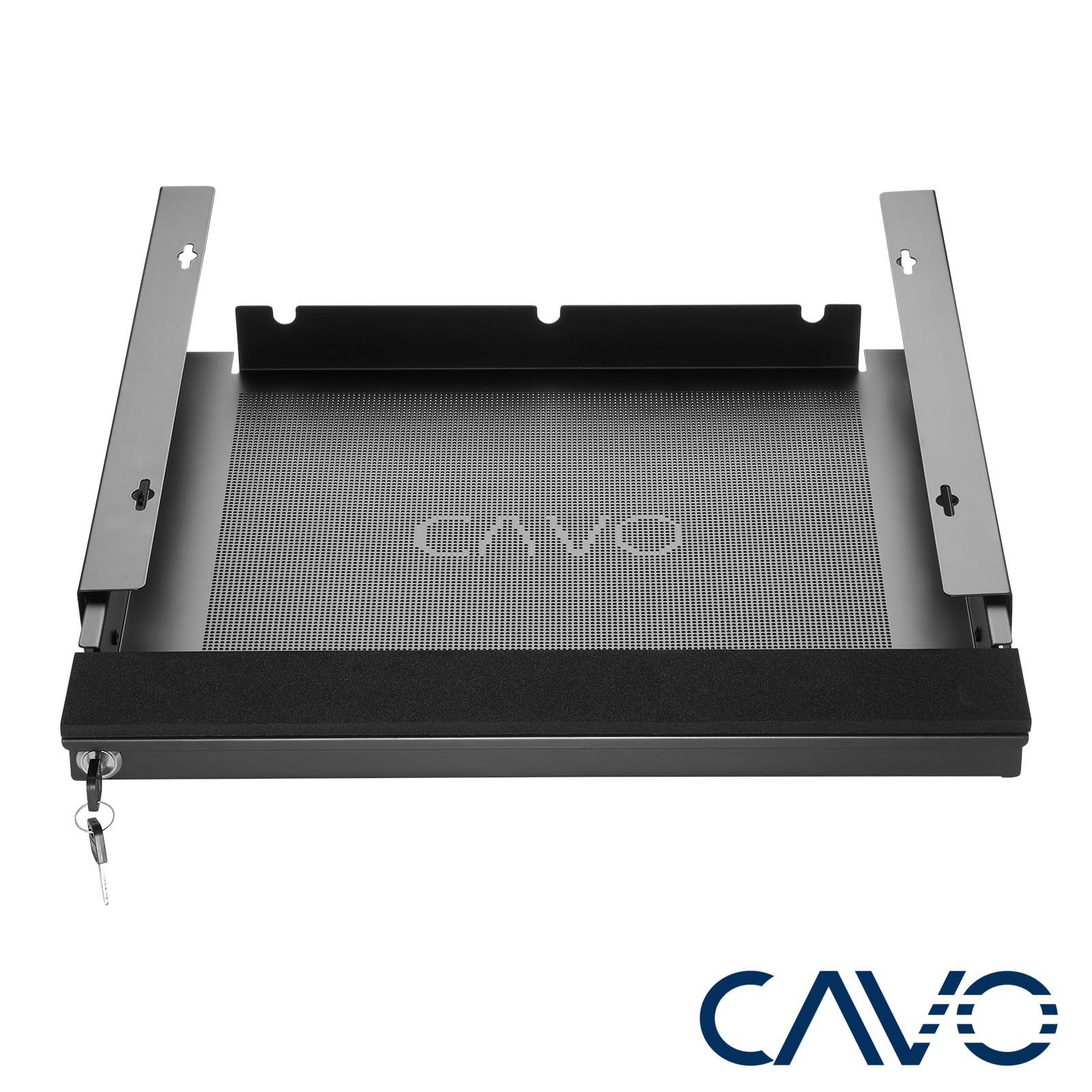 CAVO Laptop Schreibtischschublade abschließbar 480 x 446 x 55 mm schwarz Notebook Arbeitstisch-Schublade für den Unterbau von SOTECH