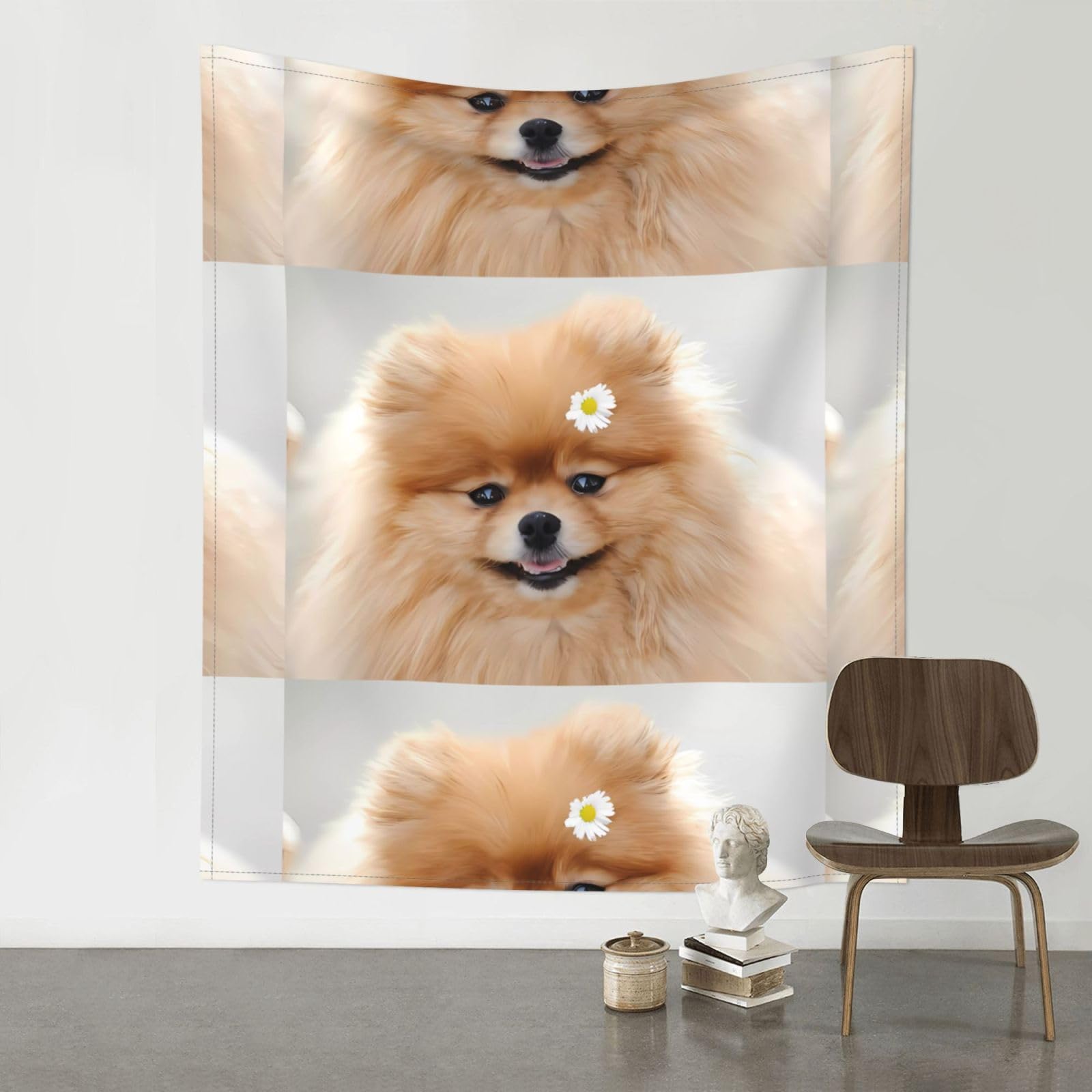 YYHHAOFA dog with flower Prints 60x51in Wall Tapestry – Durable Polyester Throw for Dorm, Beach, & Home Decor